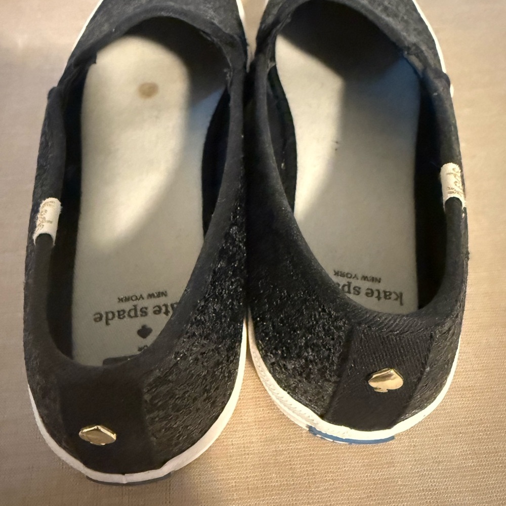 Kate Spade Keds Black Glitter Slip-On Shoes - Picture 3 of 8